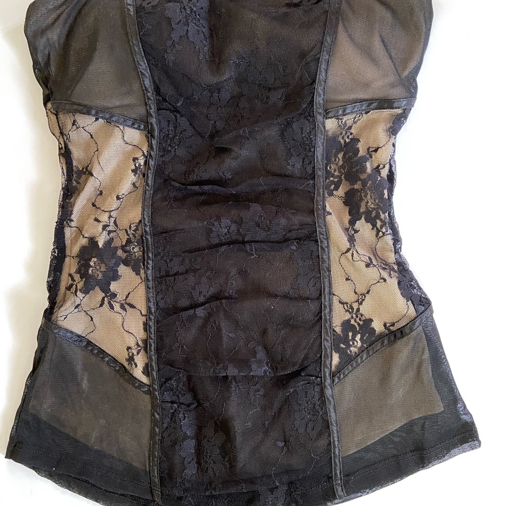 Charlotte Russe Black and Cream Lace Top